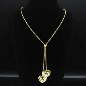 Hangende kettingen modieuze roestvrijstalen hartvormige ketting dames goud lange ketting sieraden acero niet-toxische joyeria mujer n1525S03Q