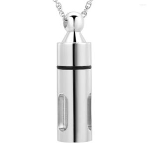 Pendentif Colliers Fashione Crémation Bijoux Tenir Mémorial Cendres En Acier Inoxydable 316L Cylindre Urne Souvenir Collier Pour Femmes Hommes