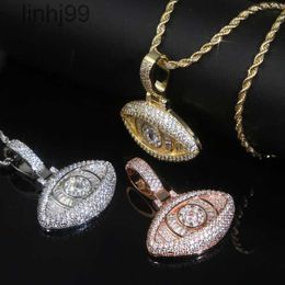 Pendentif Colliers Fasion Evil Forme Eye Collier Femmes Hommes Glacé Hip Hop Rose Or Couleur Bijoux Cadeau De Fête 1qv2 VMLH