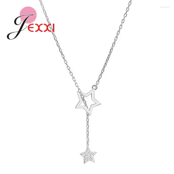 Colliers de pendentif rapide 925 STERLING Silver Crystal brillant pavé pour les femmes Girls Long Star Wholesale