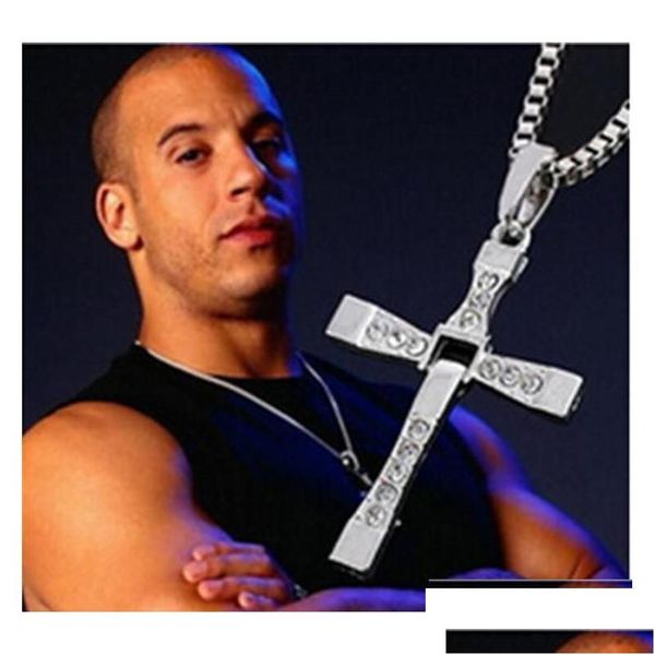 Pendentif Colliers Fast and Furious Cross Acteur Toledo Diamond Charm Sier ou Gold Déclaration Collier Hommes Bijoux Cadeaux de Noël Drop Otbqg