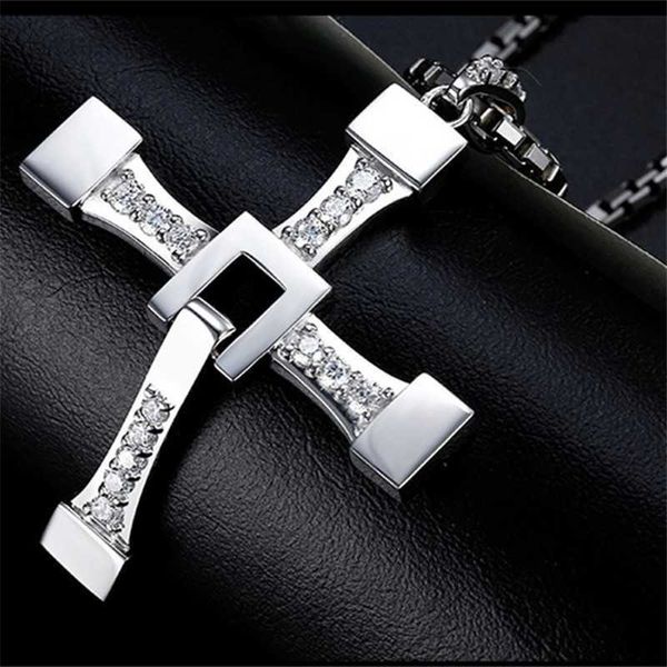 Colliers pendentif collier croix rapide et furieux Dominic Toretto collier pendentif croix strass collier en acier inoxydable pour hommes HKD230712