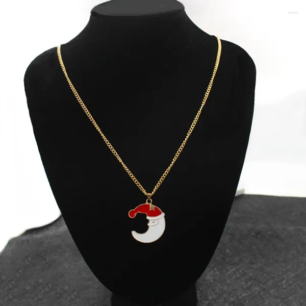 Pendentif Colliers Père Noël Collier en forme de lune Bijoux Accessoires Père Noël Exquis Cadeaux de l'année de la mode