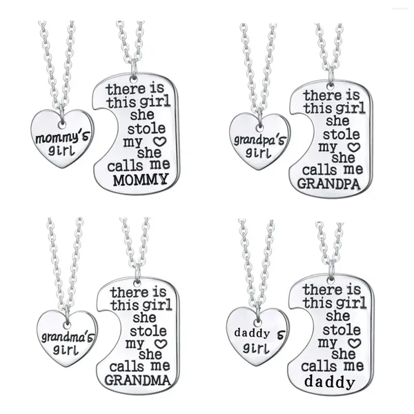 Colliers pendants Collier de fille Père Set Cadeaux de mère en acier inoxydable et cadeau