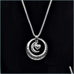 Hanger kettingen Vaders Dag I Love U 2 The Moon and Back Circle with Heart Pendant Necklace Couples 159 U2 Drop Delivery 2021 Jewel DHP81