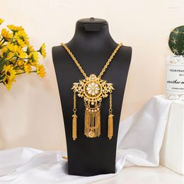 Pendentif colliers Fatima magasin femmes algériennes gland collier femme mariée cristal épais chaîne pull Caftan couleur or bijou