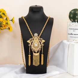 Pendentif Colliers Fatima Store Bijoux de mariage marocains de luxe plaqué or chaîne en cristal caftan pour femmes goutte d'eau