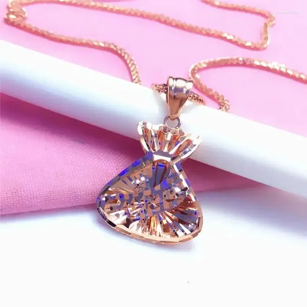 Pendentif Colliers Femme 18k Couleur Plaqué Or Brillant Bourse À La Mode 585 Violet Bling Collier Clavicule Chaîne Simple Mode