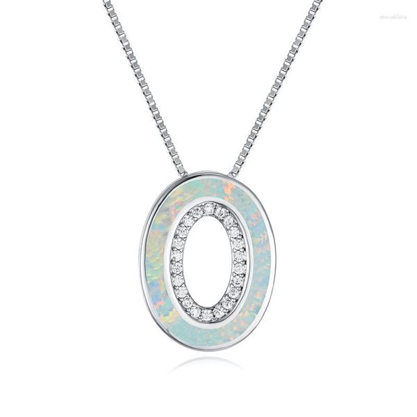 Collares colgantes femenino lindo blanco ópalo letra A-Z collar de lujo cristal boda delicada cadena de color plata para mujeres