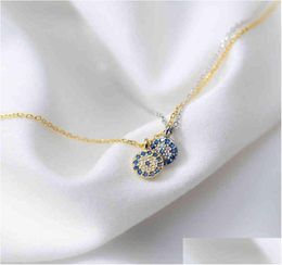 Colliers de pendentif femelle Deny 925 Sterling Sier 14K Collier Gold Cercle Pave Diamond Turkey Evil Eyes CZ Drop Livrot J3421474