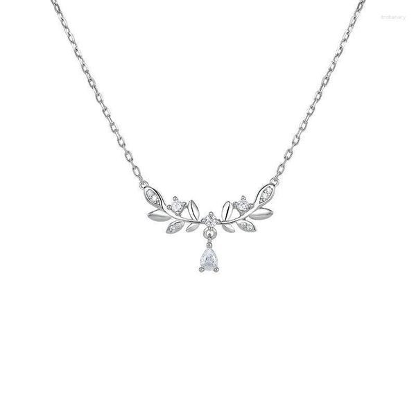 Colliers pendentifs bijoux féminins chaîne de corps collier de laurier en argent pour femmes de luxe