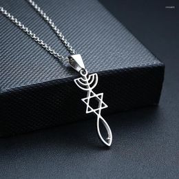 Colliers pendants femelles Messianic Sign Charm Collier Star of David Women Menorah Fish for Gift