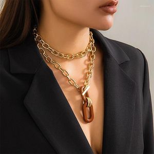 Collares colgantes personalidad femenina cadena de aluminio joyas transfronterizas collar multicapa collar geométrico hebilla de metal