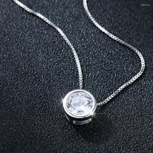 Pendentif Colliers Femme Petite Clavicule Ronde Pour Les Femmes Argent Or Rose Couleur Zircon Collier De Mariage Minimaliste Ras Du Cou Bijoux