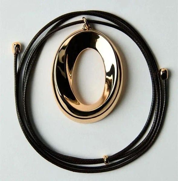 Collares colgantes FFLACELL 2024 Diseño de moda Collar de cuerda ovalada de metal para mujeres Niñas Cool Gargantilla Punk Party Jewelry Regalos