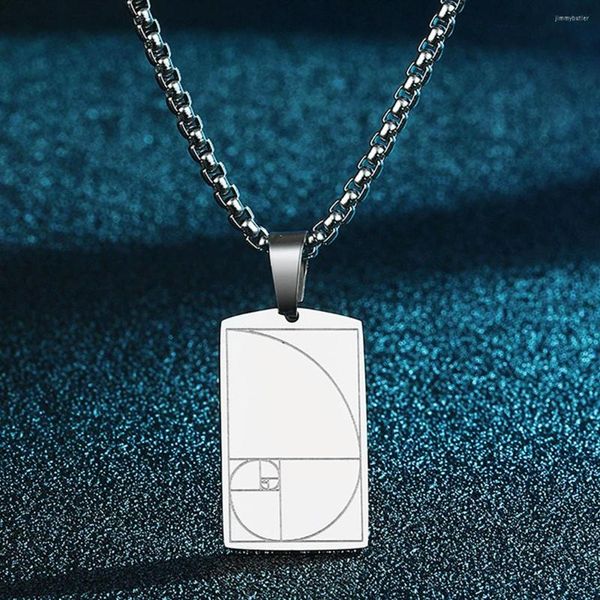 Pendentif Colliers Fibonacci Collier Hommes Femmes Acier Inoxydable Ratio-Sacré Finition Chaîne Géométrie Mathématiques Bijoux Graduation Professeur Collier