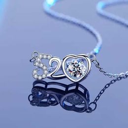 Colliers pendants fine 925 STERLING Silver Crystal Charms Chain Clavicule Collier Cœur pour les femmes Bijoux de mariage Gift de luxe H240504