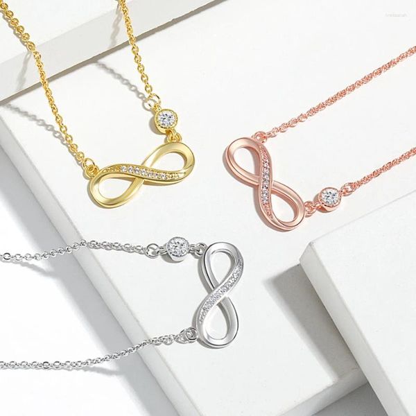 Collares colgantes collar infinito fino para mujeres circonía cúbica