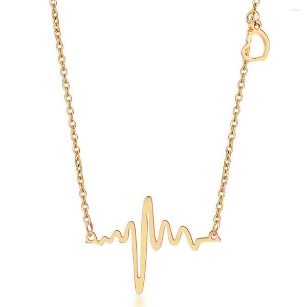 Pendentif Colliers Fine Bijoux 316L Acier inoxydable Heart Beat Heartbeat Déclaration Collier Corps Chaîne ECG