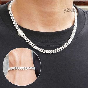 Hanger Kettingen Fijne Sieraden 6mm 8mm Vvs Diamond Moissanite Ketting Set Cubaanse Link Chain 925 Sterling Zilver Vrouwen mannen Miami 3VNL