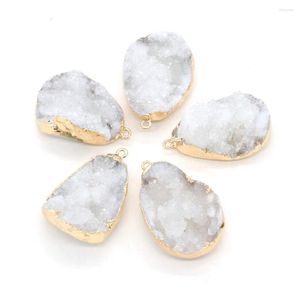 Pendentif Colliers Fine Pierre Naturelle Agates Druzy Pendentifs Plaqué Or Blanc Charmes Pour La Fabrication De Bijoux Exquis Collier DIY