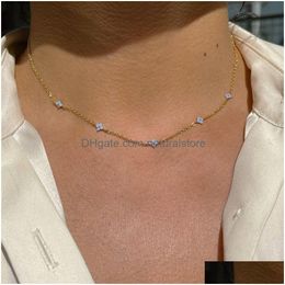 Hanger Kettingen Fijne Sier Sieraden Minimale Delicate Cz Turkse Boze Oog Charme Sierlijke Choker Sleutelbeen Schattig Vrouwen Meisje Ketting Hals Dh2Db