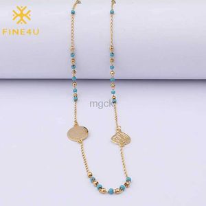 Pendentif Colliers FINE4U N299 musulman arabe imprimé pendentif collier en acier inoxydable couleur mixte chapelet perles collier longues chaînes bijoux 240330