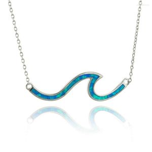 Pendentif Colliers Fire Blue Opal Paradise Wave Collier Pendentifs Bijoux De Mode Pour Femmes Filles Drop