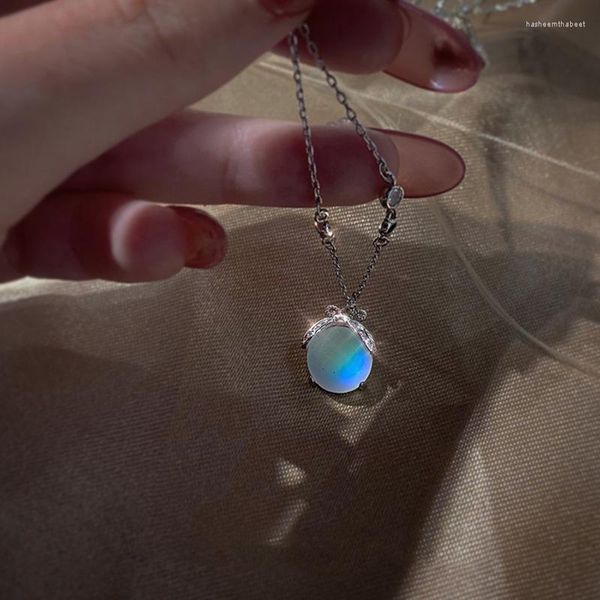 Hanger kettingen Firefly gewei maansteen ketting voor vrouwen roestvrij stalen sleutelbeen ketting eenvoudige sieraden op nek meisje geschenk kraag mujer