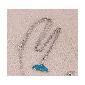 Pendentif Colliers Collier de queue de poisson Océan Mer Baleine bleue Sirène Beautifly Bijoux de luxe Lumineux Drop Livraison Pendentifs DHLBI