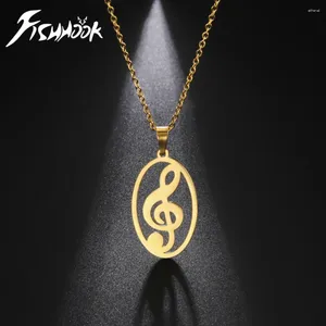 Colliers pendants Fishhook Music Note Treble Collier Musical G Clef Chain Gift For Woman Man Gold Couleur en acier inoxydable Bijoux de mode