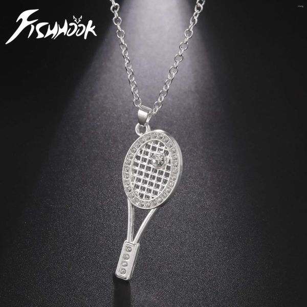 Pendentif Colliers Fishhook Tennis Raquette Collier Chaîne Américaine Sport Cadeau Pour Homme Femme Enfant Enfant Garçon Alliage Cristal Zircon Bijoux