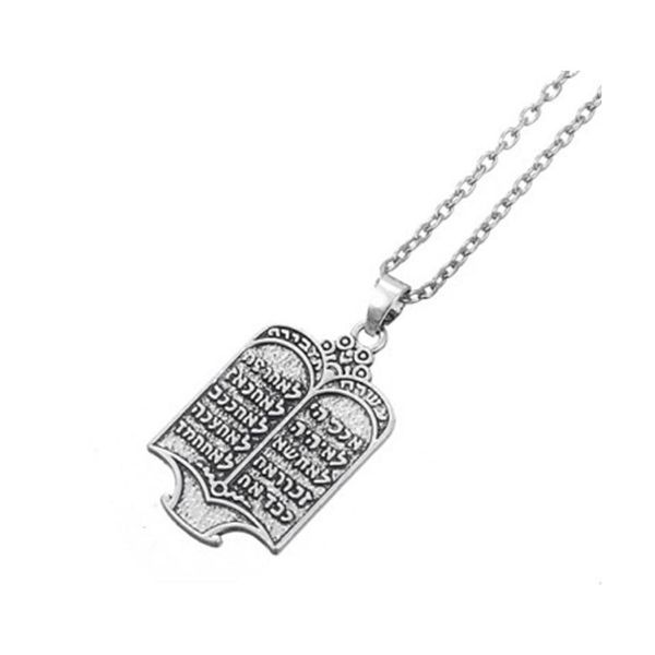 Pendentif Colliers Hameçon Tibétain Siery Juif Torah Défilement 10 Commandements Amet Surnaturel Collier Bijoux Ethniques Pour Homme Femme Dhuci