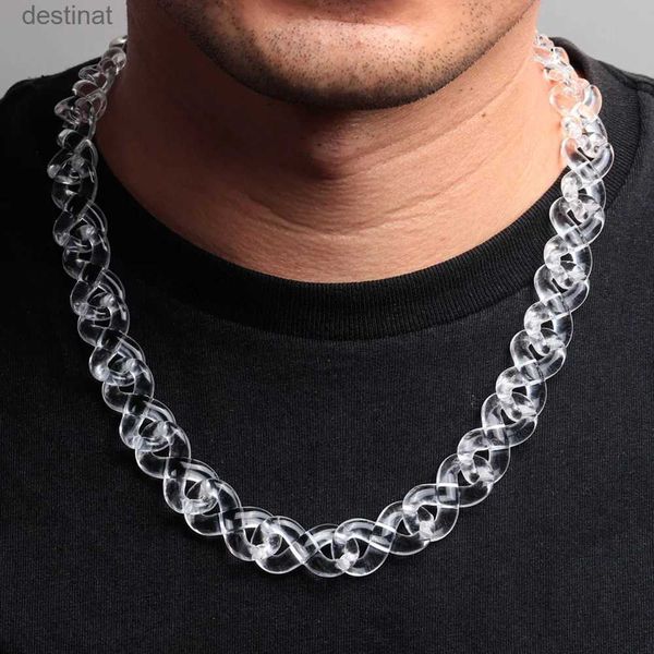 Collares colgantes FishSheep Collar de cadena infinita de acrílico transparente para hombre Mujer Punk Collar de cadena de eslabones de resina transparente 2024 Joyería para hombre GiftL242313