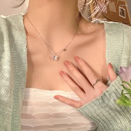 Hanger Kettingen Flash Vlinder Voor Vrouwen Luxe Micro-ingelegd Zirkoon Sleutelbeen Keten Hals Sieraden Op De