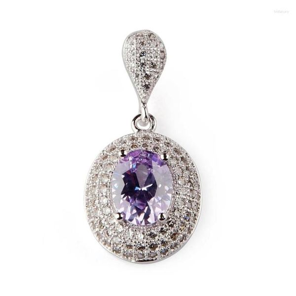 Pendentif Colliers Fleure Esme mignon bijoux pendentifs de noël charmes pour femmes cadeaux goutte lumière violet cubique zircone rhodié plaqué R3182