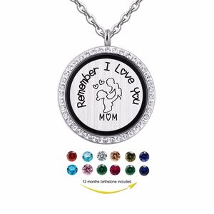 Pendentif Colliers Flottant Bijoux Cadeau Pour Maman/Nièce/Tante/Grand-Mère/Fille Rappelez-vous Je T'aime Collier Médaillon MagnétiquePendentif