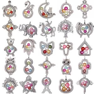 Pendentif Colliers Médaillon Mémoire Vivante Flottant Fit 8mm Perles Cage Perle Strass Po Charmes Avec Chaîne En Acier Collier Ou NoPendant