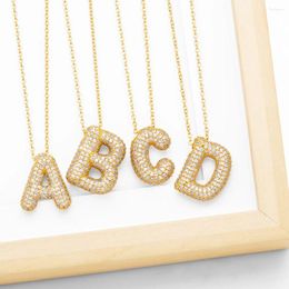 Collares colgantes FLOLA Chunky Clear Crystal Inicial para mujeres Globo 26 letras Nombre personalizado Collar Chapado en oro Regalos de joyería Nkeb798