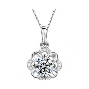 Collares pendientes Flower Blooming Plum Womens Sier Necklace Party Regalo de cumpleaños Diamond Dh Drop Delivery Jewelry Pendants Dhx9X