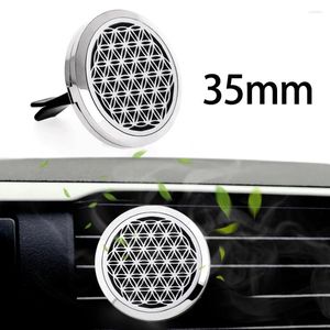 Pendentif Colliers Fleur de vie 35mm 316L en acier inoxydable Désodorisant de voiture Diffuseur d'huile essentielle Médaillon Clip d'aération gratuit