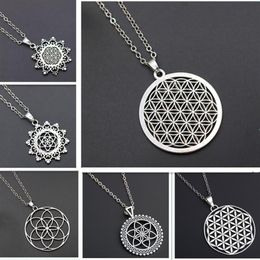 Pendentif Colliers Fleur de vie Charms Mandala Mercaba Spirit Digital Secret Charm Mode Sports Yoga DIY Collier en métal 1pcs250f