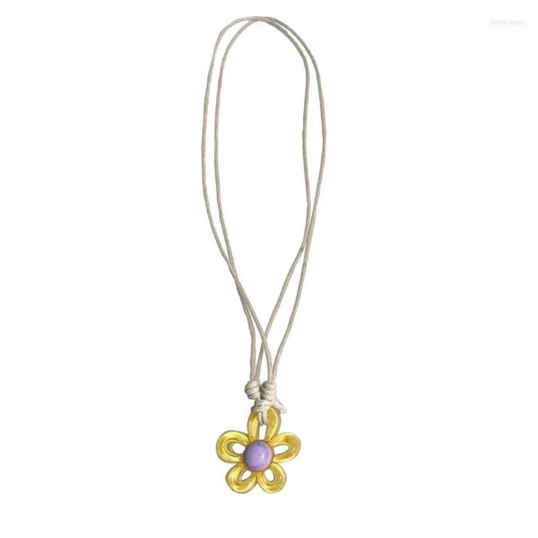 Pendentif Colliers Fleur Pull String Choker Tissu Matériel Bijoux Cadeaux D'anniversaire K3KF
