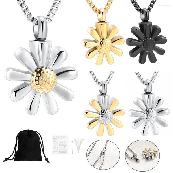 Pendentif Colliers Urnes de fleurs Collier commémoratif Bijoux de crémation en acier inoxydable Petite urne personnalisée pour porte-cendres Femmes Présent Souvenir