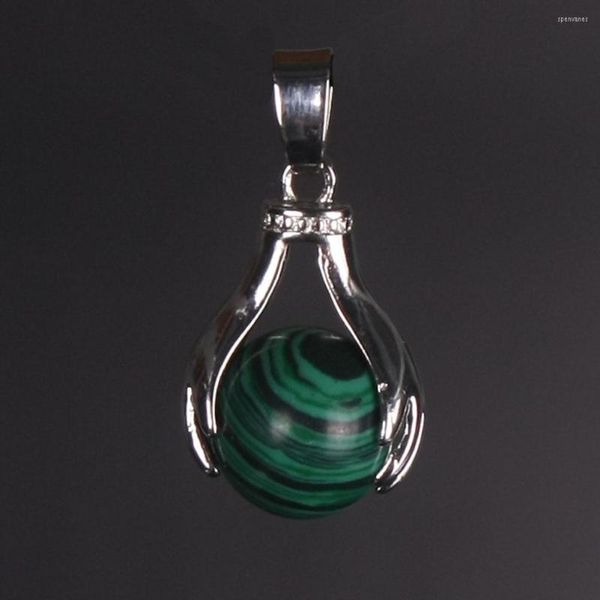 Colliers pendentifs collier fluorite pendentifs pierre gemme naturelle Malachite Quartz Fatima boule ronde pendule Reiki bijoux de guérison