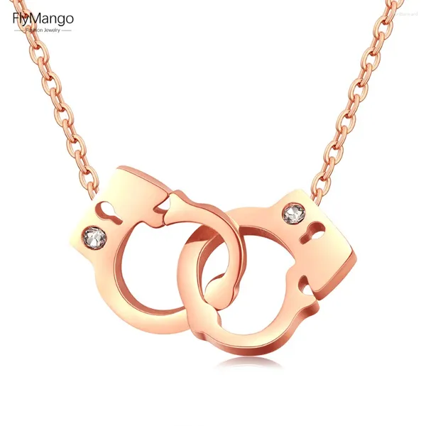 Collares colgantes FlyMango Esposas de moda Color oro rosa Collar de acero inoxidable Modelos femeninos Joyería de clavícula corta FN17059