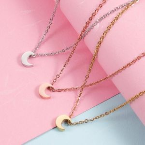 Pendentif colliers Fnixtar 10 pièces miroir poli lune perles en acier inoxydable câble chaîne pour femmes filles mode bijoux 2022