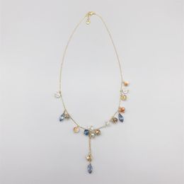 Hangerkettingen FoLisaUnique Cluster Trendy 14K goudgevulde ketting met veelkleurige kristallen ketting