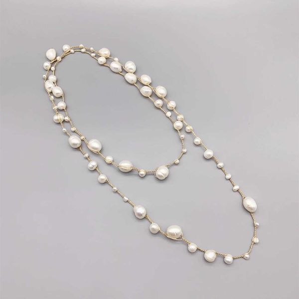 Collares colgantes Folisaunique Crochet hecho a mano de agua dulce Collar de perla blanca adecuada para joyas casuales de mujer estilo barroco Longq
