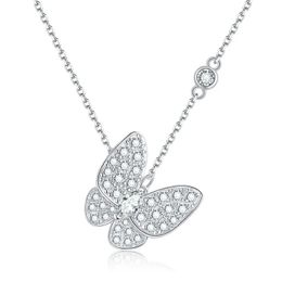 Collares colgantes Sigue la nube Collar de mariposa Colgante 18K Chapado en oro blanco Plata de ley 925 para mujeres Joyería para fiesta de boda 231020